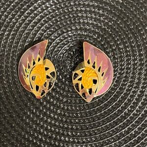 Artistic Gold and Purple Swirl Earrings